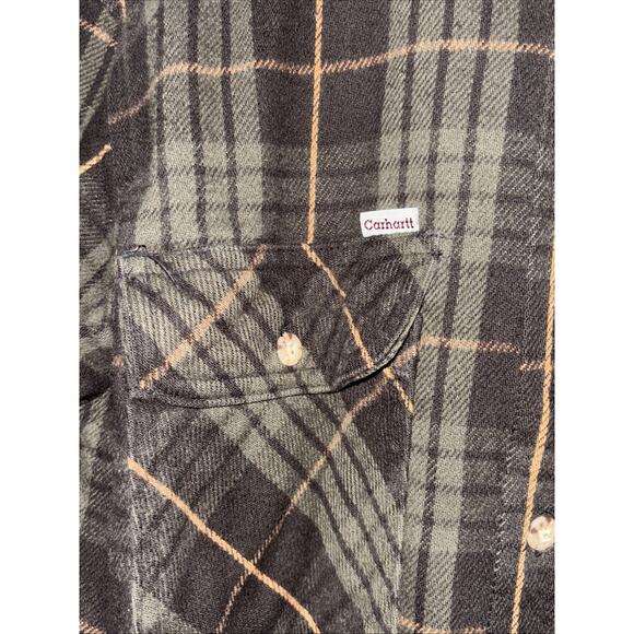 Carhartt Mens Green Black Plaid Loose Fit Long Sleeve Button-Up Shirt Size Med - Picture 8 of 12